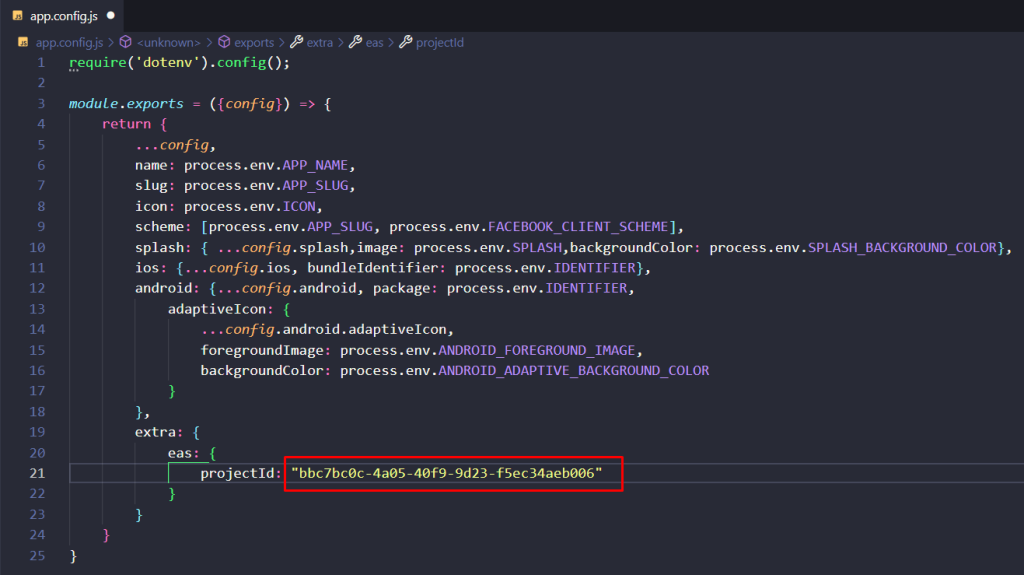 App Config with Project ID