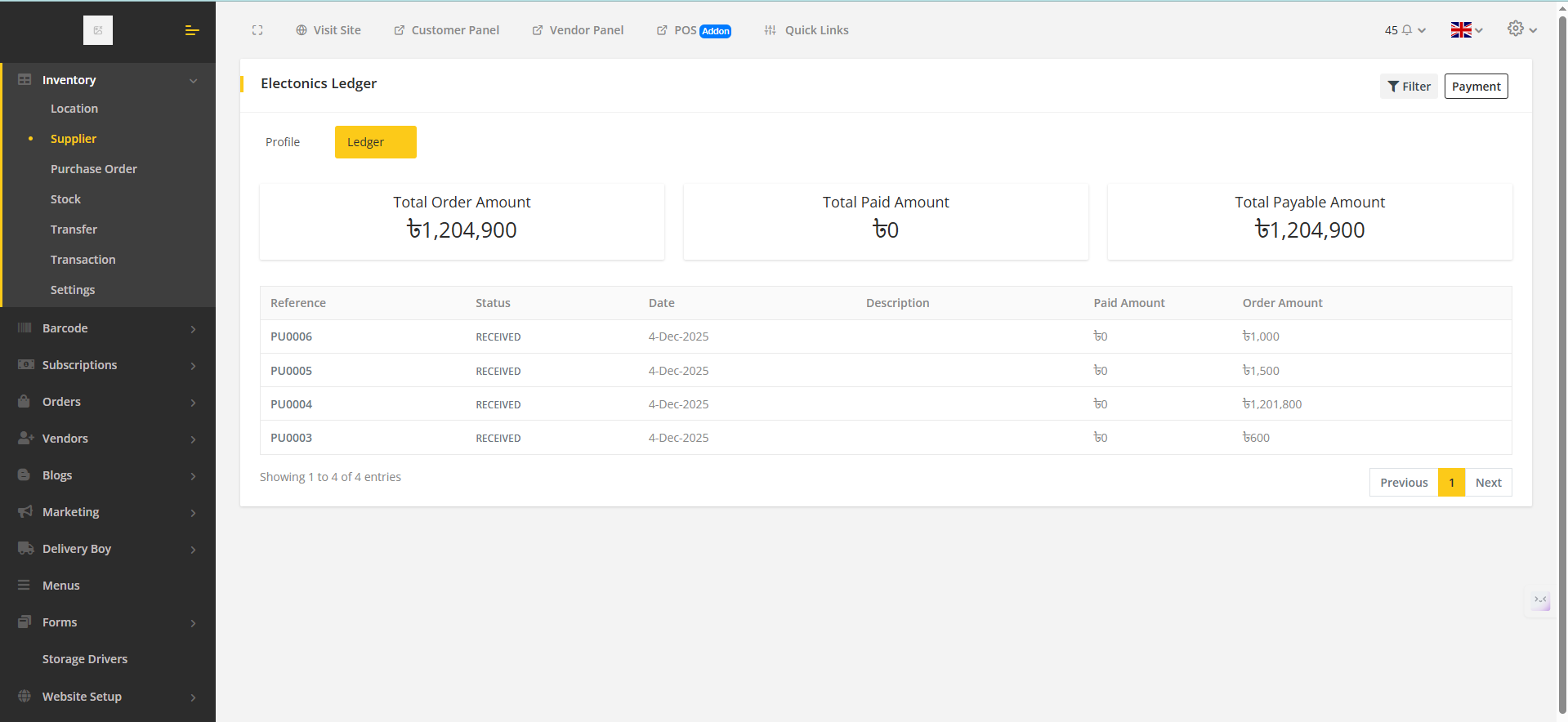 Admin Ledger Overview