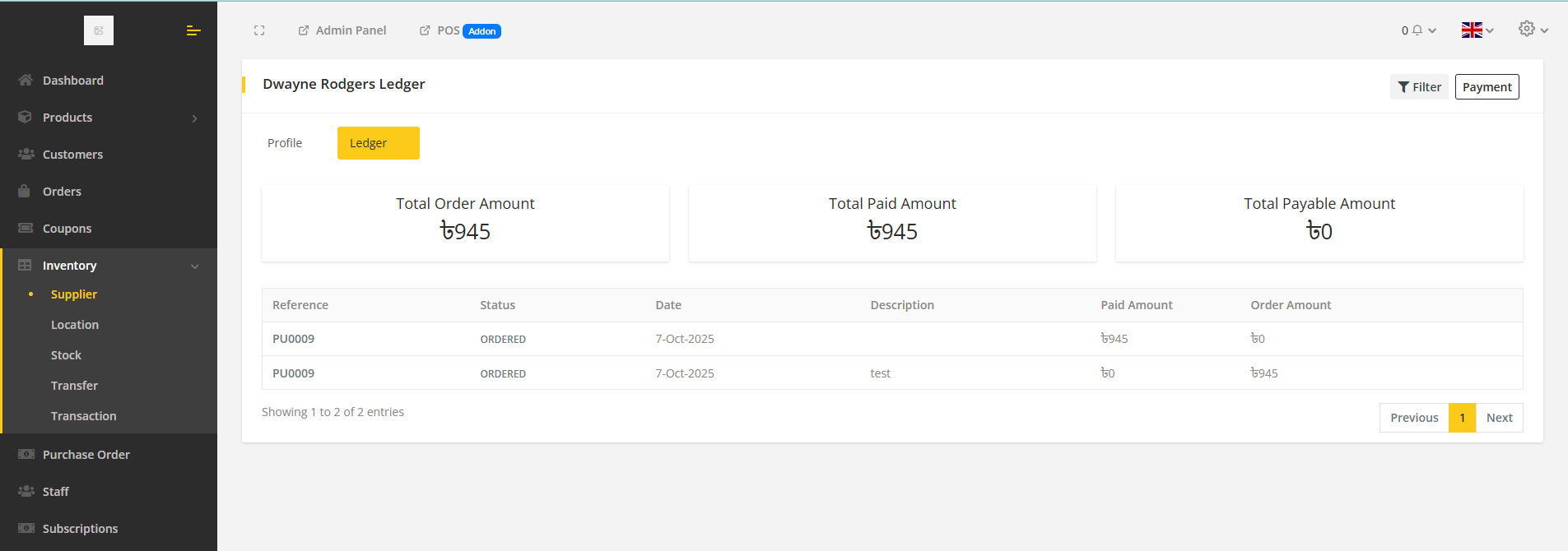 Vendor Ledger Overview
